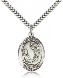 St. Cecilia Medal, Sterling Silver, Large [BL1087]