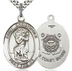 St. Christopher Coast Guard Medal, Sterling Silver, Large [BL1186]