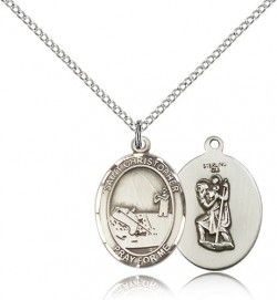 St. Christopher Fishing Medal, Sterling Silver, Medium [BL1222]