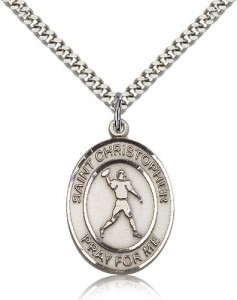 St. Christopher Football Medal, Sterling Silver, Large [BL1234]