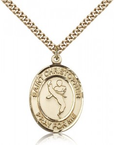 St. Christopher Martial Arts Medal, Gold Filled, Large [BL1299]