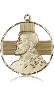 Christ Profile Necklace, 14 Karat Gold [BL6528]