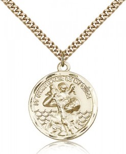 Round 14kt Gold Filled Saint Christopher Medal [BL4052]