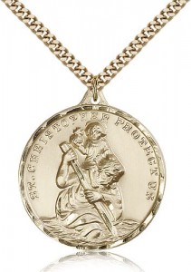 Large Men's 14kt Gold Filled St. Christopher Medal [BL4233]