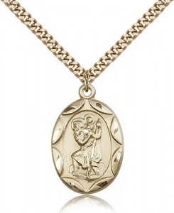 Men's Oval 14kt Gold Filled St. Christopher Medal [BL4849]