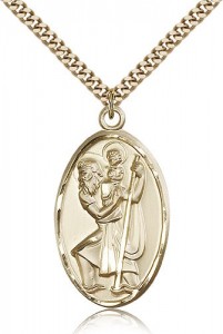 Men's Large Gold Filled Saint Christopher Pendant [BL5259]