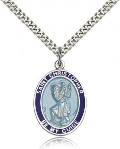 St. Christopher Medal, Sterling Silver, Large [BL1323]