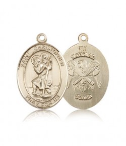 St. Christopher National Guard Medal, 14 Karat Gold, Large [BL1343]