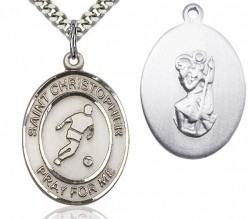 St. Christopher Soccer Medal, Sterling Silver, Large [BL1407]