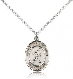 St. Christopher Soccer Medal, Sterling Silver, Medium [BL1409]