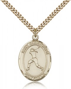 St. Christopher Softball Medal, Gold Filled, Large [BL1417]