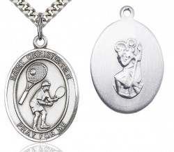 St. Christopher Tennis Medal, Sterling Silver, Large [BL1462]