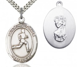 St. Christopher Track and Field Medal, Sterling Silver, Large [BL1476]