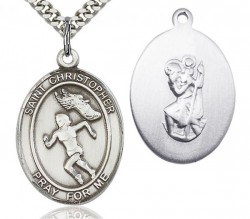 St. Christopher Track and Field Medal, Sterling Silver, Large [BL1478]