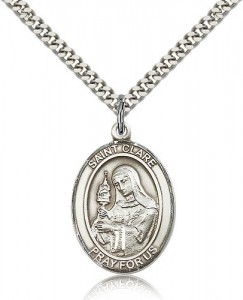 St. Clare of Assisi Medal, Sterling Silver, Large [BL1517]