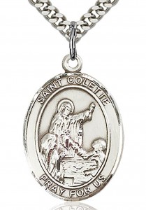 St. Colette Medal, Sterling Silver, Large [BL1535]