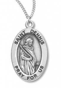 Boy's St. Dennis Necklace Oval Sterling Silver with Chain [HMR1140]