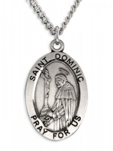 Boy's St. Dominic Necklace Oval Sterling Silver with Chain [HMR1141]