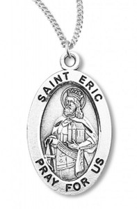 Boy's St. Eric Necklace Oval Sterling Silver with Chain [HMR1142]