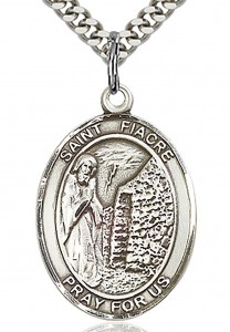 St. Fiacre Medal, Sterling Silver, Large [BL1768]