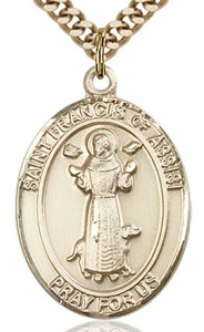 St. Francis of Assisi Medal, Gold Filled, Large [BL1828]