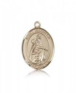 St. Isabella of Portugal Medal, 14 Karat Gold, Large [BL2097]