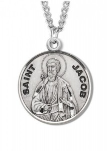Boy's St. Jacob Necklace Round Sterling Silver with Chain [HMR1239]