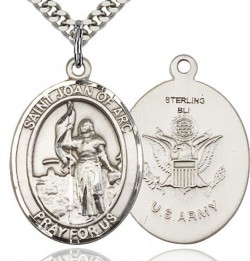 St. Joan of Arc Army Medal, Sterling Silver, Large [BL2226]