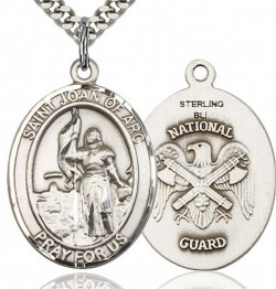 St. Joan of Arc National Guard Medal, Sterling Silver, Large [BL2256]