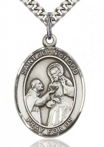 St. John of God Medal, Sterling Silver, Large [BL2346]