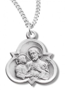 Women's St. Joseph Trinity Necklace, Sterling Silver with Chain Options [HMR0955]