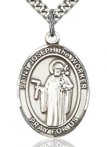 St. Joseph the Worker Medal, Sterling Silver, Large [BL2436]