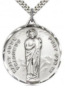 Large Men's Sterling Silver Saint Jude Medal [BL4245]