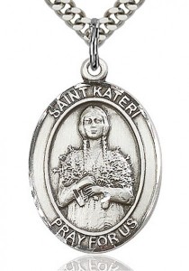 St. Kateri Medal, Sterling Silver, Large [BL2526]