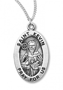 Boy's St. Kevin Necklace Oval Sterling Silver with Chain [HMR1161]