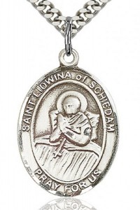 St. Lidwina of Schiedam Medal, Sterling Silver, Large [BL2607]