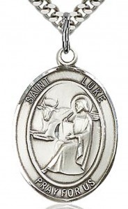 St. Luke the Apostle Medal, Sterling Silver, Large [BL2676]