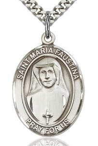 St. Maria Faustina Medal, Sterling Silver, Large [BL2738]