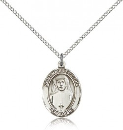 St. Maria Faustina Medal, Sterling Silver, Medium [BL2739]