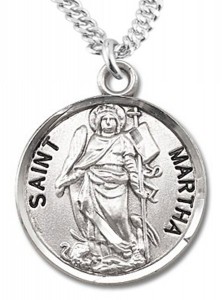 Women's St. Martha Necklace Round Sterling Silver with Chain Options [HMR1244]