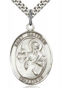 St. Matthew the Apostle Medal, Sterling Silver, Large [BL2819]