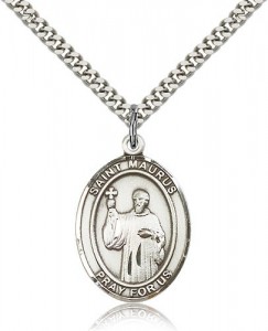 St. Maurus Medal, Sterling Silver, Large [BL2838]