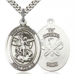 St. Michael National Guard Medal, Sterling Silver, Large [BL2907]