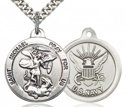 St. Michael Navy Medal, Sterling Silver [BL4465]