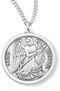 Women's St. Michael Necklace, Sterling Silver with Chain Options [HMR0952]