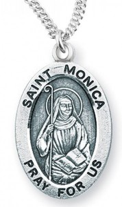 Women's St. Monica Necklace Oval Sterling Silver with Chain Options [HMR1222]