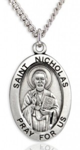 Men's St. Nicholas Necklace Oval Sterling Silver with Chain Options [HMR0883]