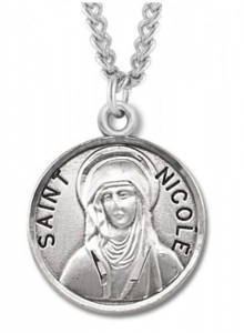 Women's St. Nicole Necklace Round Sterling Silver with Chain Option [HMR1245]