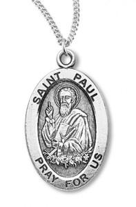 Boy's St. Paul Necklace Oval Sterling Silver with Chain [HMR1171]