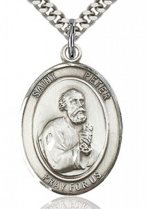 St. Peter the Apostle Medal, Sterling Silver, Large [BL3066]